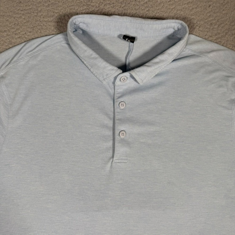 Lululemon Shirt Mens XL Blue Evolution Polo Casual Preppy Stretch Golf Logo